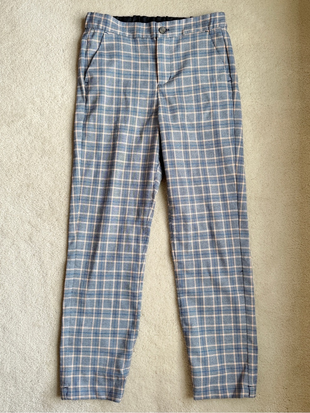 Janie and Jack Glen Plaid Pants Navy Blue Orange White Size 12